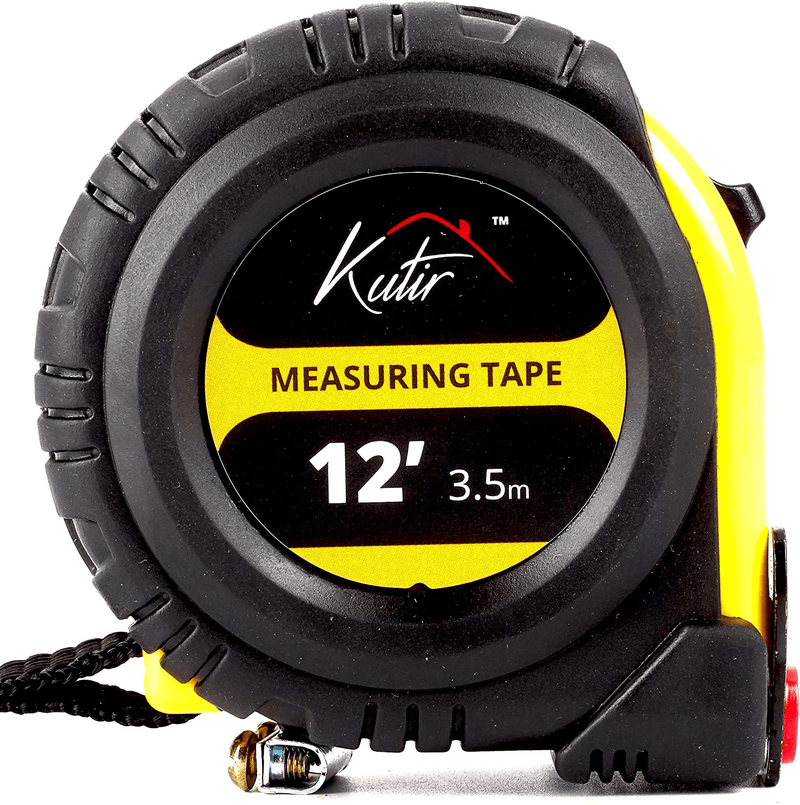 12 Foot Measuring Tape Measure by Kutir - Easy to Read Both Side Dual Ruler, Retractable, Heavy Duty, Magnetic Hook, Metric, Inches and Imperial Measurement, Shock Absorbent Rubber Case Hardware > Tools > Measuring Tools & Sensors Kutir Default Title  