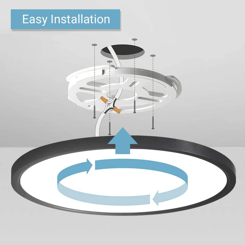 12 Inch 20W Flush Mount LED Ceiling Light, 2000 LM, round Flush Mount Ceiling Lamp Fixture for Bedroom, Living, Kitchen, Hallway, Bathroom, Stairwell, Color Black, Slim, 3 Colors in 1(Non Dimmable) Home & Garden > Lighting > Lighting Fixtures > Ceiling Light Fixtures KOL DEALS   