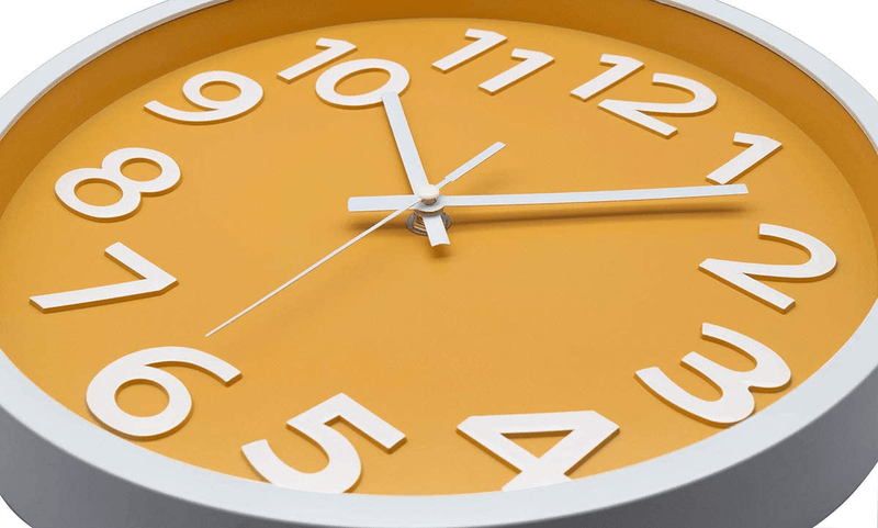 12 Inch Modern Wall Clock Silent Non-Ticking Battery Operated 3D Numbers Bright Color Dial Face Wall Clock for Home/Office Decor,Yellow Home & Garden > Decor > Clocks > Wall Clocks LOVECLOCKS   