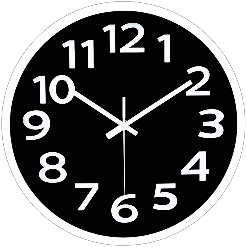 12 Inch Modern Wall Clock Silent Non-Ticking Battery Operated 3D Numbers Bright Color Dial Face Wall Clock for Home/Office Decor,Yellow Home & Garden > Decor > Clocks > Wall Clocks LOVECLOCKS Black  