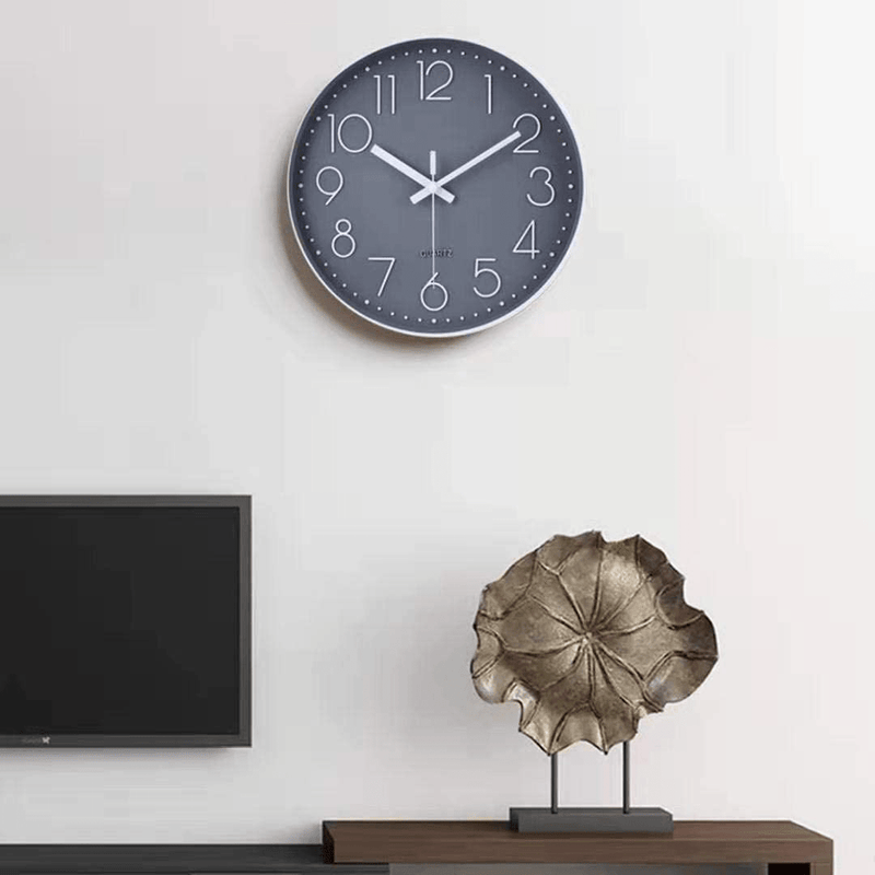 12 Inch Non-Ticking Wall Clock Silent Battery Operated Round Wall Clock Modern Simple Style Decor Clock for Home/Office/School/Kitchen/Bedroom/Living Room (Gray) Home & Garden > Decor > Clocks > Wall Clocks jomparis   