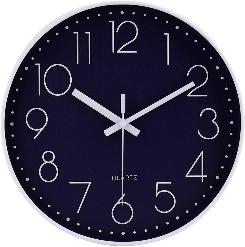 12 Inch Non-Ticking Wall Clock Silent Battery Operated Round Wall Clock Modern Simple Style Decor Clock for Home/Office/School/Kitchen/Bedroom/Living Room (Gray) Home & Garden > Decor > Clocks > Wall Clocks jomparis Navy 12 Inch 