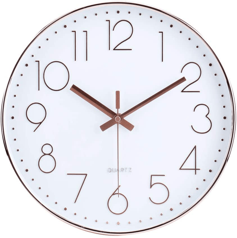12 Inch Non-Ticking Wall Clock Silent Battery Operated Round Wall Clock Modern Simple Style Decor Clock for Home/Office/School/Kitchen/Bedroom/Living Room (Gray) Home & Garden > Decor > Clocks > Wall Clocks jomparis Rosegold 12 Inch 