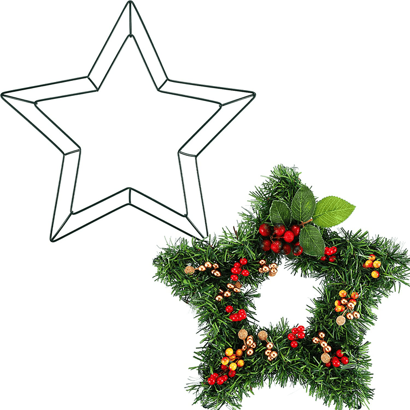 12 Inch Star Wire Wreath Frame Metal Star Wreath Frames for Independence Day Valentines St. Patrick'S Day Holiday Decorations Floral Arrangements Craft DIY