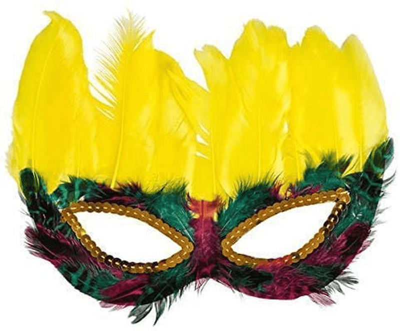 12 Mardi Gras Masks With Feathers For Adult Men Women, Costume Mask for Masquerade Festival Party Supplies Apparel & Accessories > Costumes & Accessories > Masks 4E's Novelty   