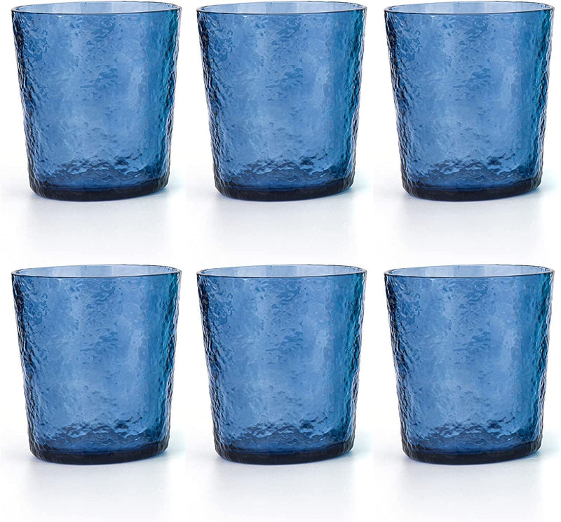 12-Ounce Acrylic Old Flashion Glasses Plastic Tumblers, Set of 6 Blue Home & Garden > Kitchen & Dining > Tableware > Drinkware KX-WARE Blue 6 
