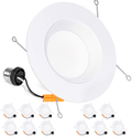12 Pack 5/6 Inch LED Recessed Lighting, Baffle Trim, CRI90, 15W=100W, 1100lm, 5000K Daylight White, Dimmable Recessed Lighting, Damp Rated LED Recessed Downlight, ETL Listed Home & Garden > Lighting > Flood & Spot Lights ‎hykolity 2700k Soft White 6 Inch 