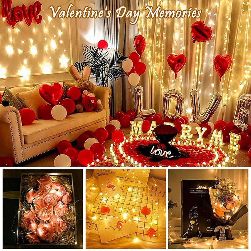 12 Pack Battery Operated Fairy Lights, 3 Speed Modes, 12 Extra Batteries for Replacement, 20 LED Lights 6.5Ft, Waterproof Copper Wire, Twinkling Firefly Lights for Valentine'S Day