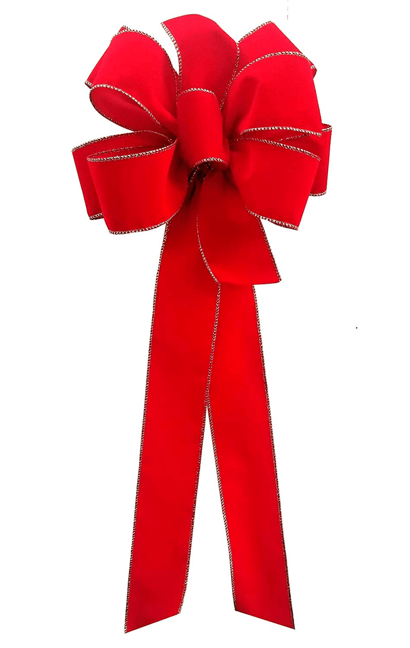 12-Pack Christmas Bows 10" x 26" Handmade with 2.5" Red Velvet Gold Wired Edge Ribbon Indoor Outdoor Wreath Home Decor Tree Decoration Packed Fluffy Not Flat Home & Garden > Decor > Seasonal & Holiday Decorations& Garden > Decor > Seasonal & Holiday Decorations The Handmade Bow   