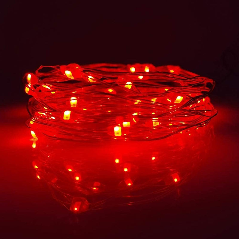 12-Pack Led Fairy String Lights Battery Starry String Lights 20 Tiny Lights on 3.5Ft Silver Wire for DIY Wedding Centerpiece, Mason Jar Craft, Christmas Tree, Garlands, Party Decoration (Warm White) Home & Garden > Lighting > Light Ropes & Strings LIIDA Red  