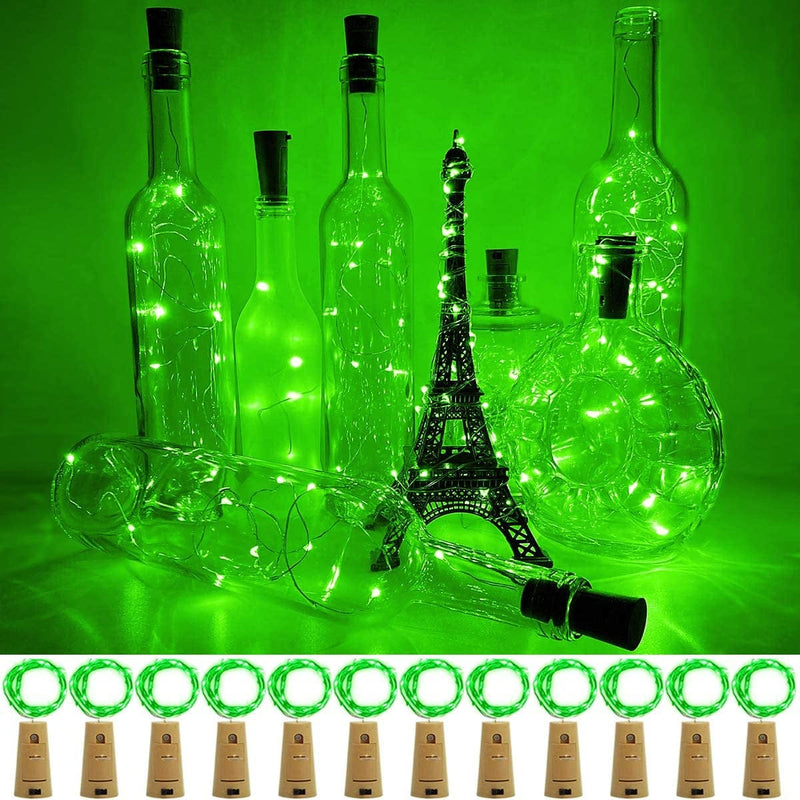 12 Pack Wine Bottle Lights with Cork 3.3Ft Silver Wire Cork Lights Waterproof Battery Operated Fairy Mini String Light for DIY Wedding Christmas Holiday Home Party Decoration Present Gift Cold White Home & Garden > Lighting > Light Ropes & Strings XIANMU green  