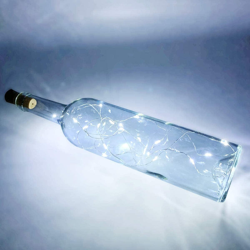 12 Pack Wine Bottle Lights with Cork 3.3Ft Silver Wire Cork Lights Waterproof Battery Operated Fairy Mini String Light for DIY Wedding Christmas Holiday Home Party Decoration Present Gift Cold White Home & Garden > Lighting > Light Ropes & Strings XIANMU   