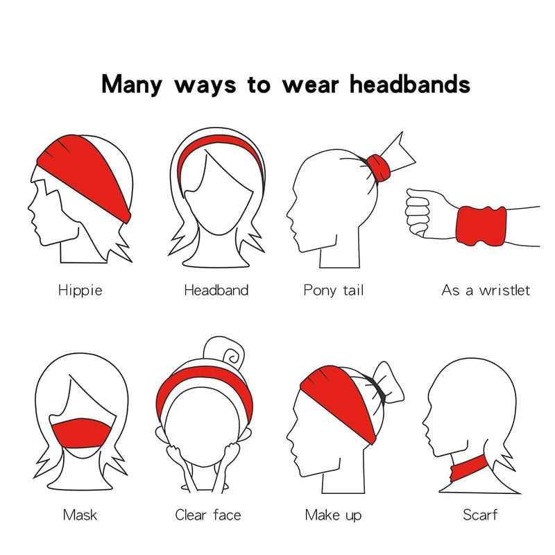 12 Pack Women'S Headbands Elastic Hair Bands Workout Running Turban Headwrap Non Slip Sweat Yoga Hair Wrap for Girls
