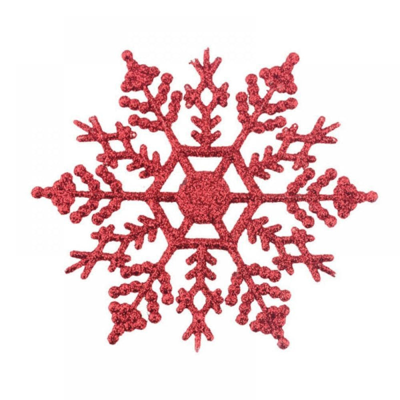 12 Pcs Christmas Snowflake Ornaments Plastic Glitter Winter Snowflakes Large Snow Flakes for Hanging Christmas Tree Decorations Wedding Frozen Birthday Party Supplies Xmas Home Decor,4 Inch  Hardlegix 6 Pack Red 
