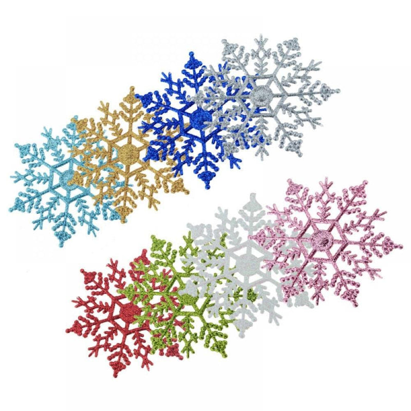 12 Pcs Christmas Snowflake Ornaments Plastic Glitter Winter Snowflakes Large Snow Flakes for Hanging Christmas Tree Decorations Wedding Frozen Birthday Party Supplies Xmas Home Decor,4 Inch  Hardlegix   