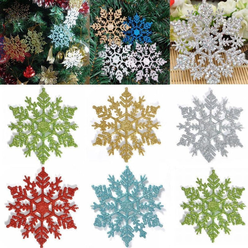 12 Pcs Christmas Snowflake Ornaments Plastic Glitter Winter Snowflakes Large Snow Flakes for Hanging Christmas Tree Decorations Wedding Frozen Birthday Party Supplies Xmas Home Decor,4 Inch  Hardlegix   