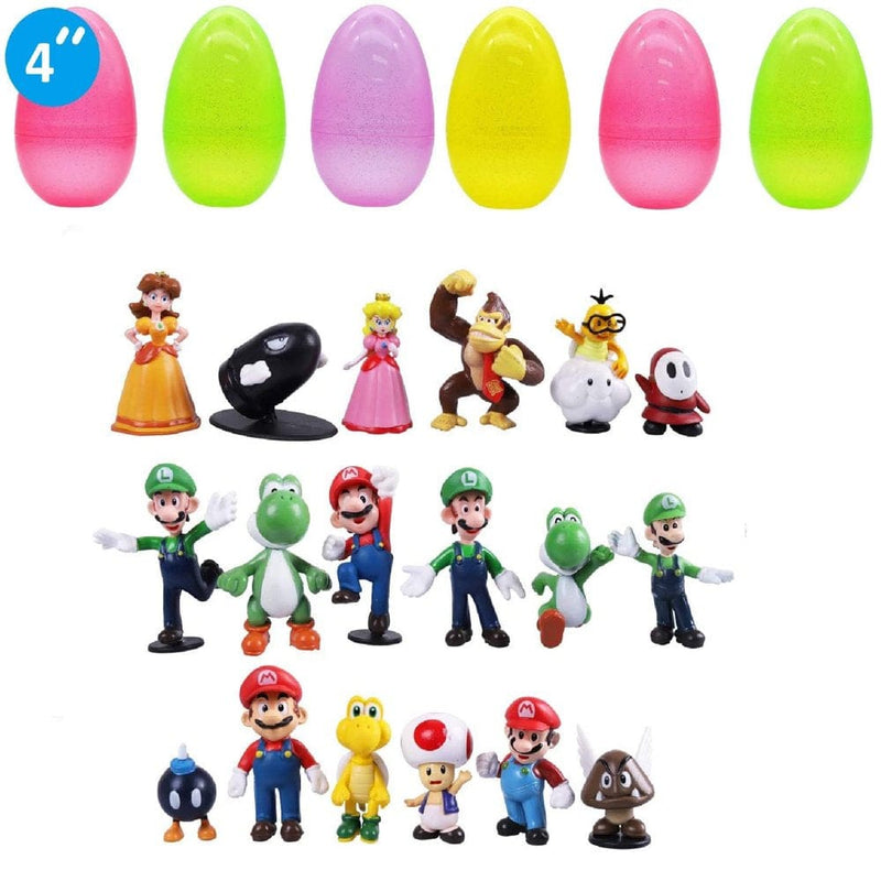 12 PCS Jumbo Easter Eggs and 18 Pcs Mario Figures. Perfect for Boys & Girls Easter Basket Stuffers, Party Favors Supplies, Egg Hunt Event, Holiday Gifts.