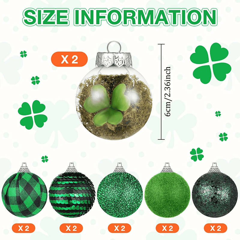 12 Pcs St. Patrick'S Day Ball Ornaments 2.36 Inch Shatterproof Green Ornaments St. Patrick'S Day Decorations with Hanging Loop Decorative Hanging Ornaments for Festival (Cute Style) Arts & Entertainment > Party & Celebration > Party Supplies Jutom   