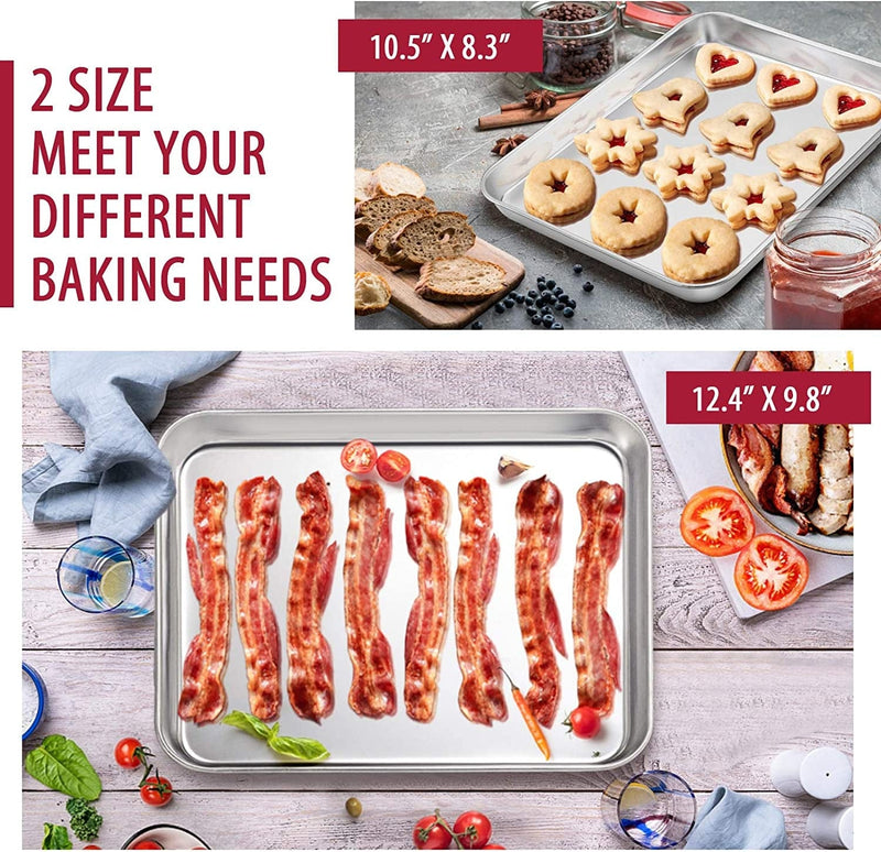 12-Piece Stainless Steel Bakeware Sets, E-Far Metal Baking Pan Set Include round Cake Pans, Square/Rectangle Baking Pans with Lids, Cookie Sheet, Loaf/Muffin/Pizza Pan, Non-Toxic & Dishwasher Safe Home & Garden > Kitchen & Dining > Cookware & Bakeware E-far   