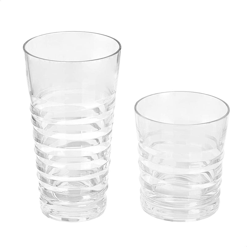 12-Piece Tritan Glass Drinkware Set - Ribbed Highball and Double Old Fashioned, 6-Pieces Each, 24Oz./17Oz.(Plastic Material) Home & Garden > Kitchen & Dining > Tableware > Drinkware KOL DEALS   