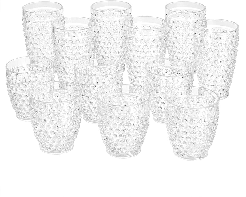 12-Piece Tritan Plastic Drinkware Set - Hobnail Highball and Double Old Fashioned, 6-Pieces Each, 18Oz./13Oz. Home & Garden > Kitchen & Dining > Tableware > Drinkware KOL DEALS 12-Piece Drinkware Set  