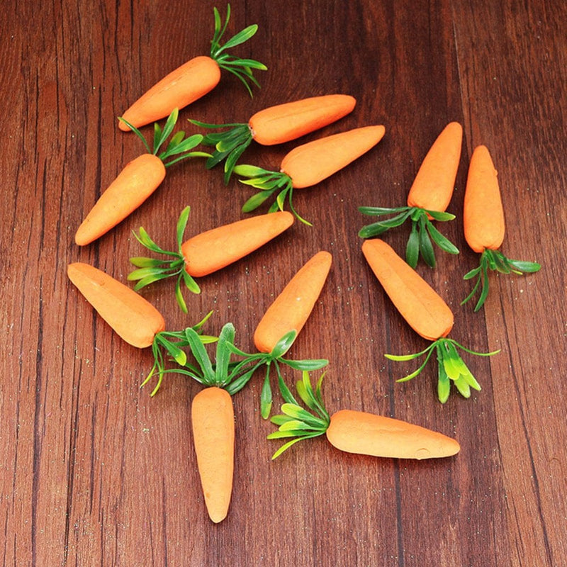 12 Pieces Mini Easter Carrots Foam Artificial Carrots Ornament Hanging Decorations for Home Kitchen Party DIY Crafts Decor