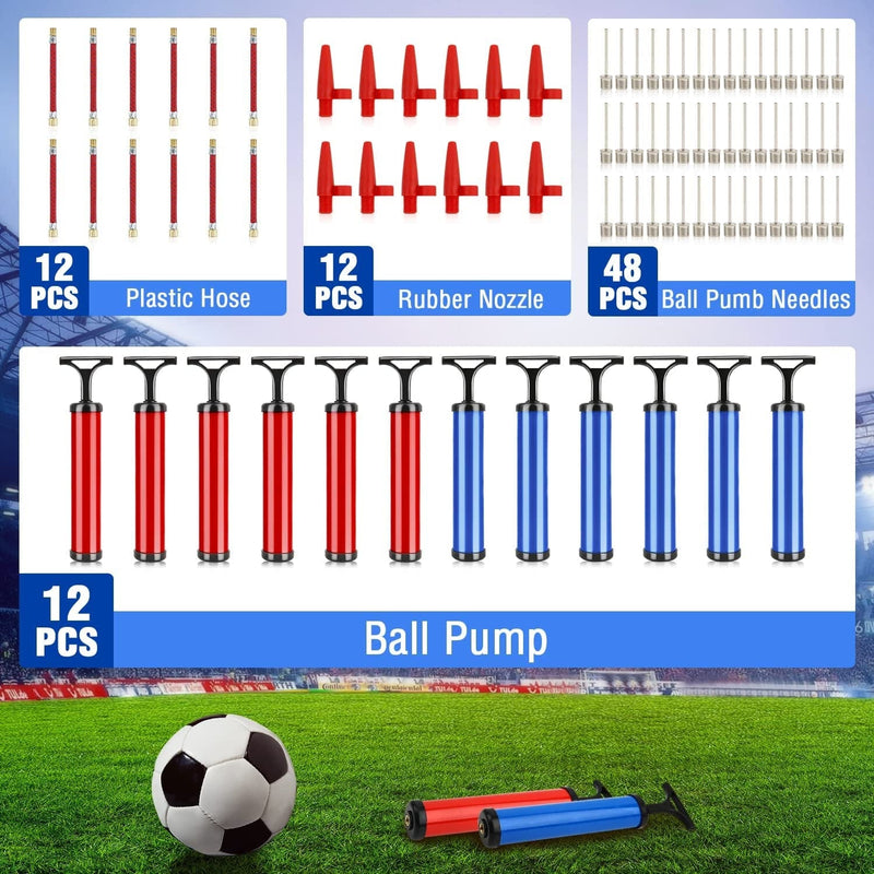 12 Set Portable Air Pumps Ball Pump with 4 Needles 1 Nozzle & 1 Extension Hose, Device for Basketball, Football, Soccer Ball, Volleyball, Swim Ring ,Balloon and Other Sport Balls(Blue + Red,10") Sporting Goods > Outdoor Recreation > Winter Sports & Activities Redllo   