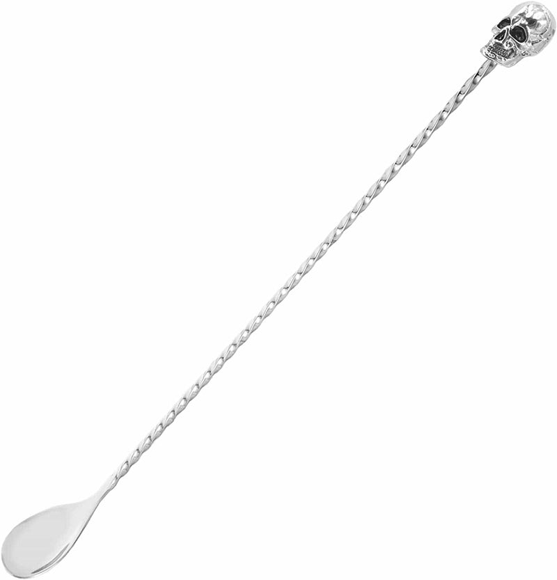 12" Skull Bar Spoon Stainless Steel Mixing Spoon Spiral Pattern Long Handle Cocktail Spoon Pitcher Spoon by Homestia