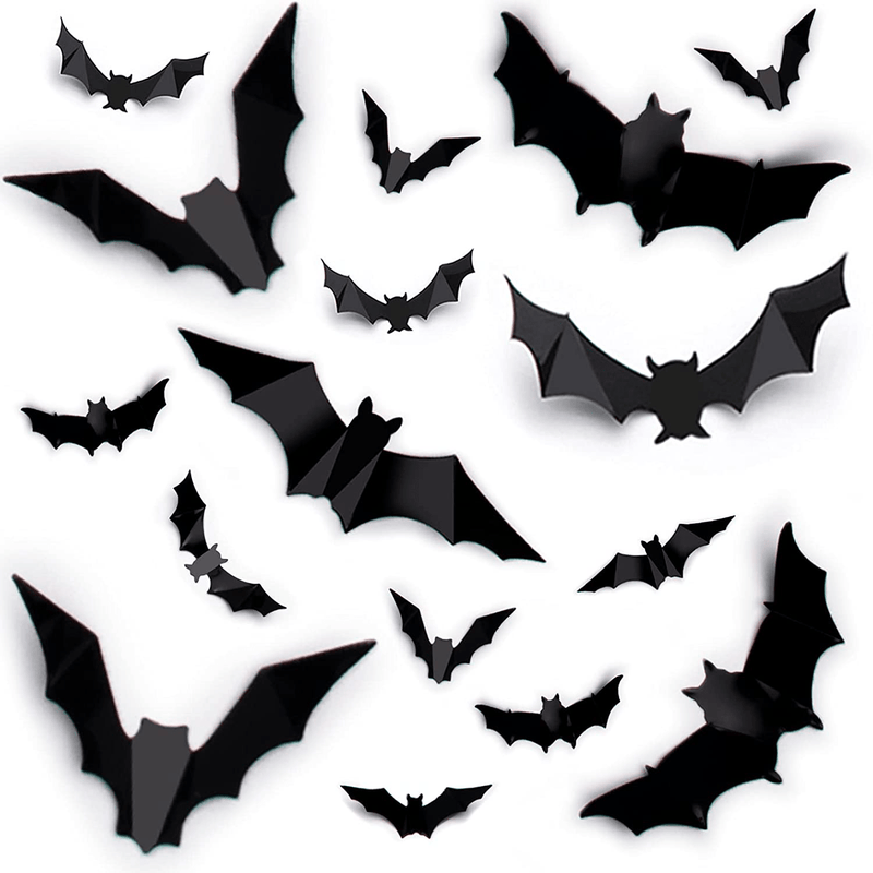 120 PCS 8 Styles Halloween Decorations Bats Wall Decor, Vintage Halloween Decorations, Bat Sticker for Home Decor DIY Window Decal Bathroom Indoor