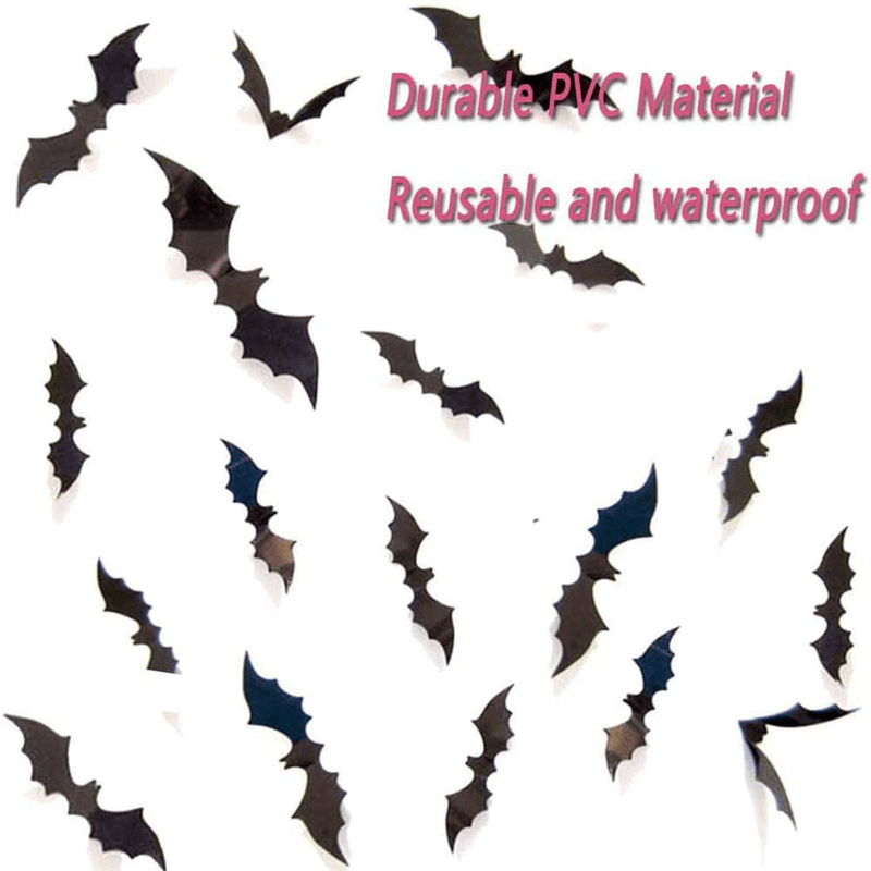 120Pcs Halloween Decorations 3D Bats Wall Decor, 4 Sizes Waterproof Bats Stickers for Wall and Window,Reusable Realistic PVC Scary Bat Sticker for Halloween Party Decoration DIY Wall Stickers Home Supplies Arts & Entertainment > Party & Celebration > Party Supplies Omaky   