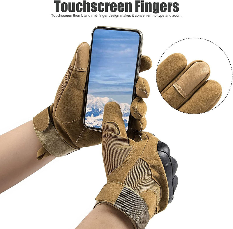 Mengk Full Finger Knuckle Gloves Touchscreen Anti-Slip Motorbike Sports Training Outdoor Cycling Gloves