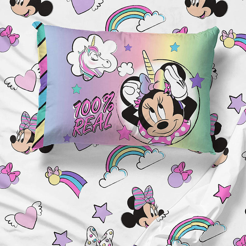 Jay Franco Disney Minnie Mouse Unicorn Dreams 5 Piece Twin Bed Set - Includes Reversible Comforter & Sheet Set Bedding - Super Soft Fade Resistant Microfiber - (Official Disney Product)