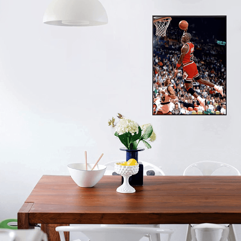 123 Life MJ Canvas Wall Art, Famous Foul Line Dunk Sports Poster Print, the God of Basketball Poster Picture, MJ No Frame Artwork Fans Gift for Home Bedroom Wall Decor (12"X16",Mj)