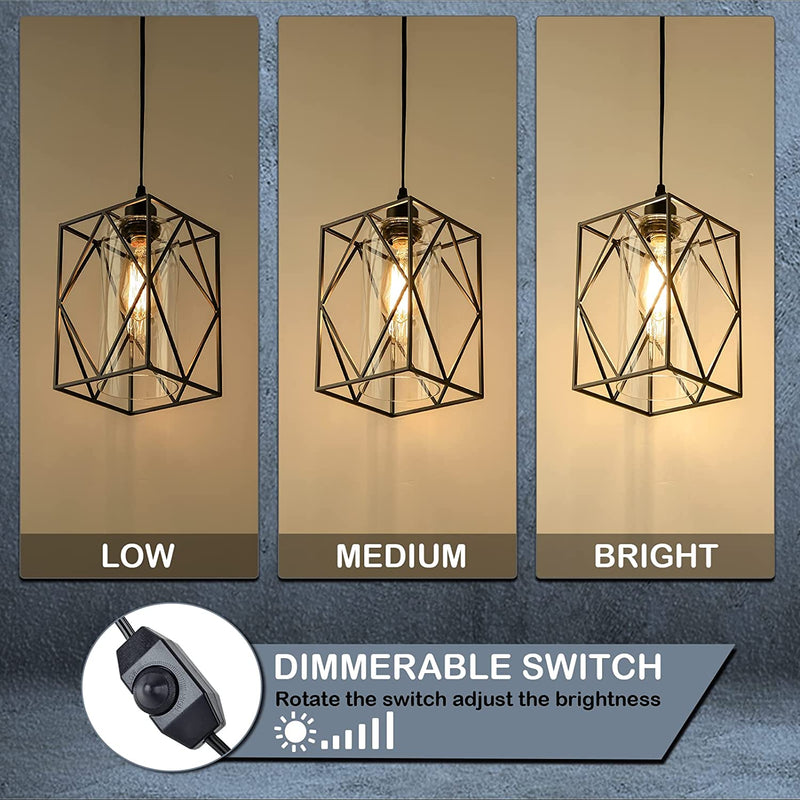 HMVPL Plug in Pendant Light with Dimmer Switch, Outdoor Farmhouse Hanging Lights Fixtures for Gazebo and Porch, Plug in Ceiling Light for Kitchen Island Table Bedroom Hallway Foyer Home & Garden > Lighting > Lighting Fixtures Yilong   