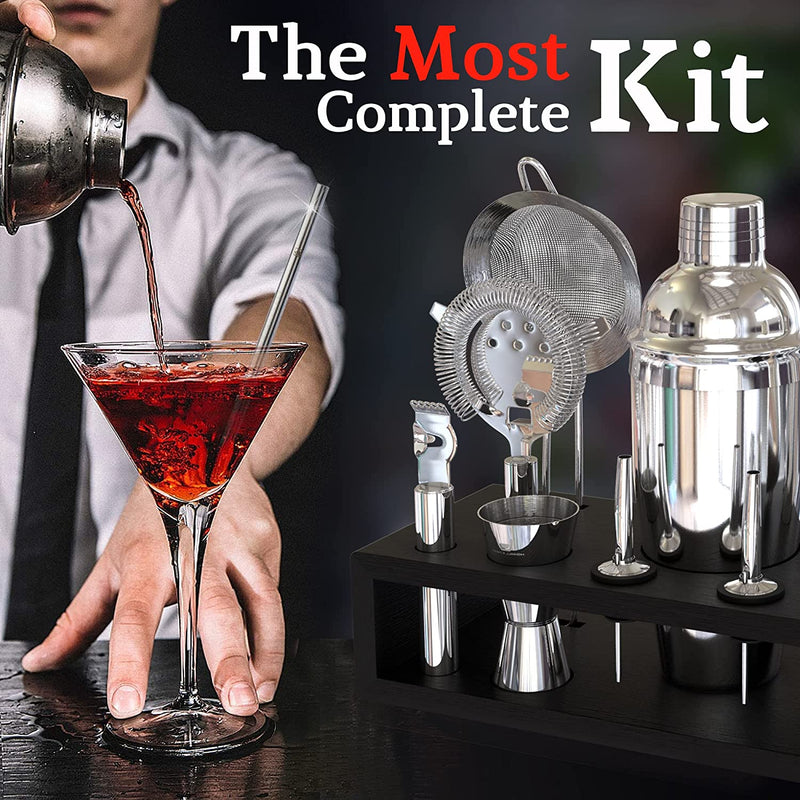 Highball & Chaser 13-Piece Cobbler Cocktail Shaker Set Stainless Steel Mixology Bartender Kit with Stand for Home Bar Cocktail Set | Laser Engraved Cocktail Tools | plus Ebook with 30 Cocktail Recipes Home & Garden > Kitchen & Dining > Barware Highball & Chaser   