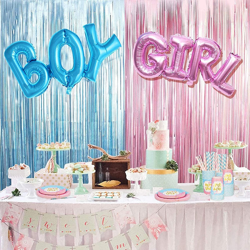 125 Pcs Gender Reveal Party Decorations, Boy or Girl Gender Reveal Plates and Napkins and Cups Supplies for Gender Reveal Ideas Games Decor