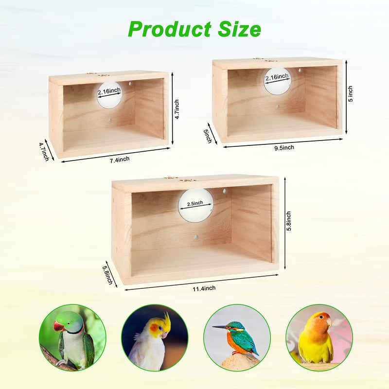NEOGULY Parakeet Nesting Box, Transparent Bird Box Bird Nests for Cages Nest Box with Perch Wood Bird Cage House Nidos Para Pajaros Periquitos for Lovebirds Cockatiel Budgie Conure Parrot Animals & Pet Supplies > Pet Supplies > Bird Supplies NEOGULY   