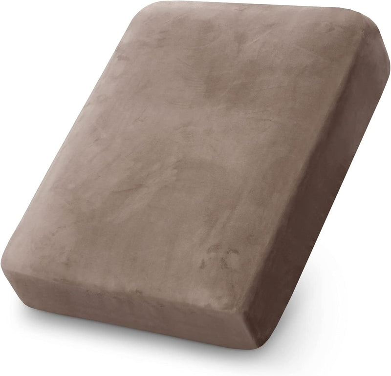 Stretch Velvet Couch Cushion Covers for Individual Cushions Sofa Cushion Covers Seat Cushion Covers, Thicker Bouncy with Elastic Edge Cover up to 10 Inch Thickness Cushions (1 Piece, Brown) Home & Garden > Decor > Chair & Sofa Cushions PrinceDeco Taupe 1 