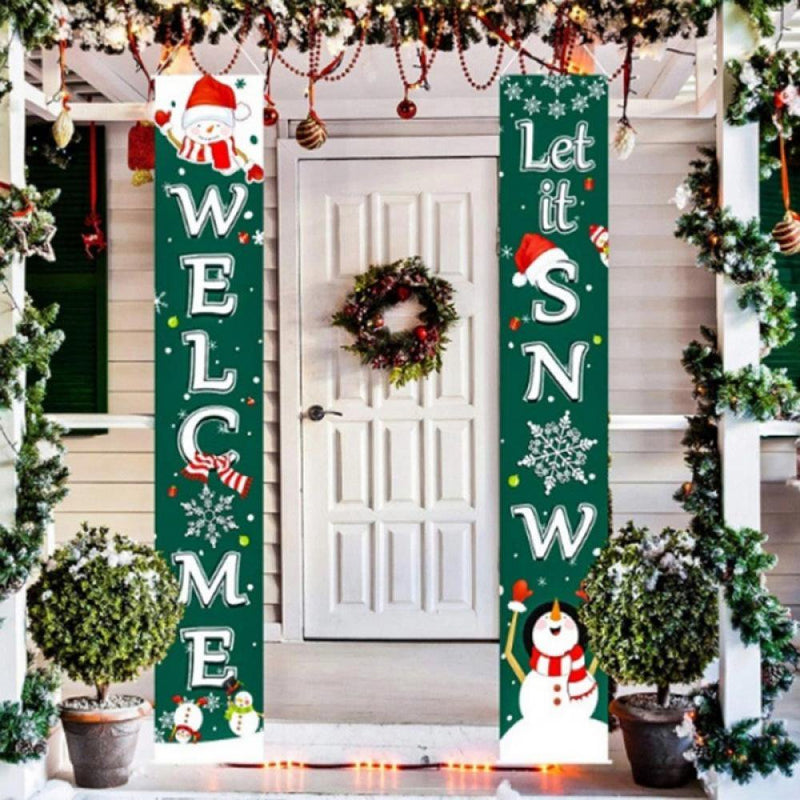 Christmas Porch Sign Banners Welcome Let It Snow Holiday Decor Christmas Decorations Outdoor for Front Door Indoor Yard Home Garage Wall Outside Home & Garden > Decor > Seasonal & Holiday Decorations& Garden > Decor > Seasonal & Holiday Decorations Altsales   