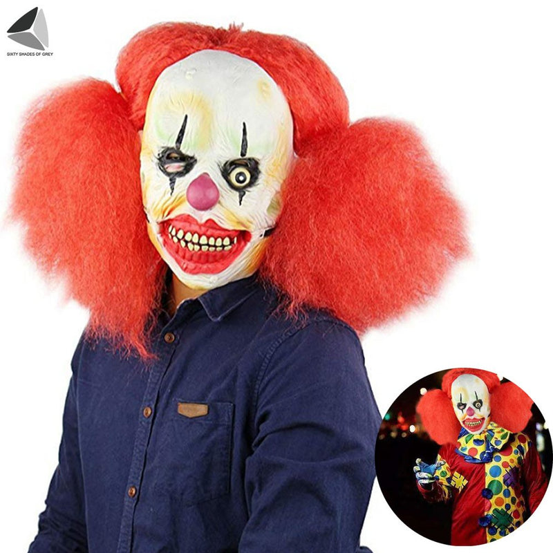 Sixtyshades Scary Red Hair Clown Mask Halloween Creepy Masquerade Mask for Cosplay Costume Party Props Apparel & Accessories > Costumes & Accessories > Masks Sixtyshades of Grey Red  