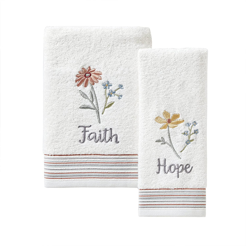 SKL Home Faithful Flowers Bath Towel, White Home & Garden > Linens & Bedding > Towels Saturday Knight Ltd.   