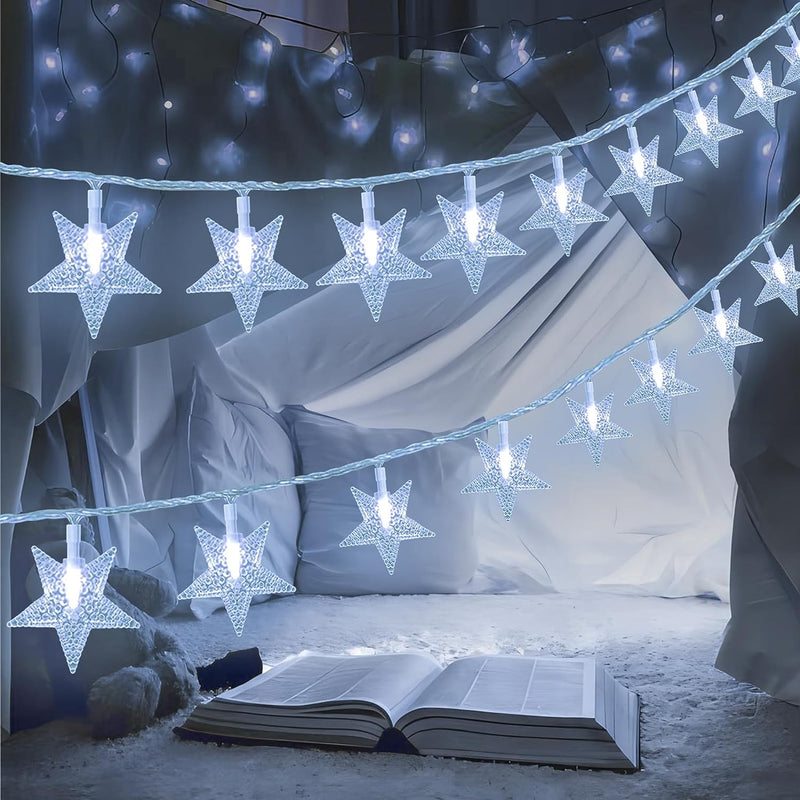 Star Lights Star String Lights 15 FT 30 LED Fairy Lights Battery Operated Indoor&Outdoor Twinkle Christmas Lights Bedroom Decor for Xmas Tree(Blue)  ITICdecor Cool White  