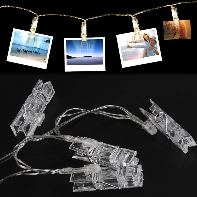 Home Fairy String Clip Light for Hanging Photos (50 Clips), 32.8Ft 50 LED Photo Clip String Lights Christmas Valentine'S Day Wedding Party Decor for Hanging Photos Pictures (Warm White) Home & Garden > Decor > Seasonal & Holiday Decorations Syenll   