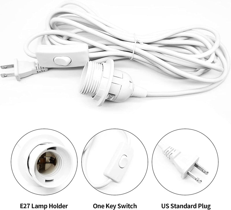Plug in Pendant Light 15Ft Hanging Pendant Light with Switch E26 Socket Set White Home & Garden > Lighting > Lighting Fixtures JQWAFT   