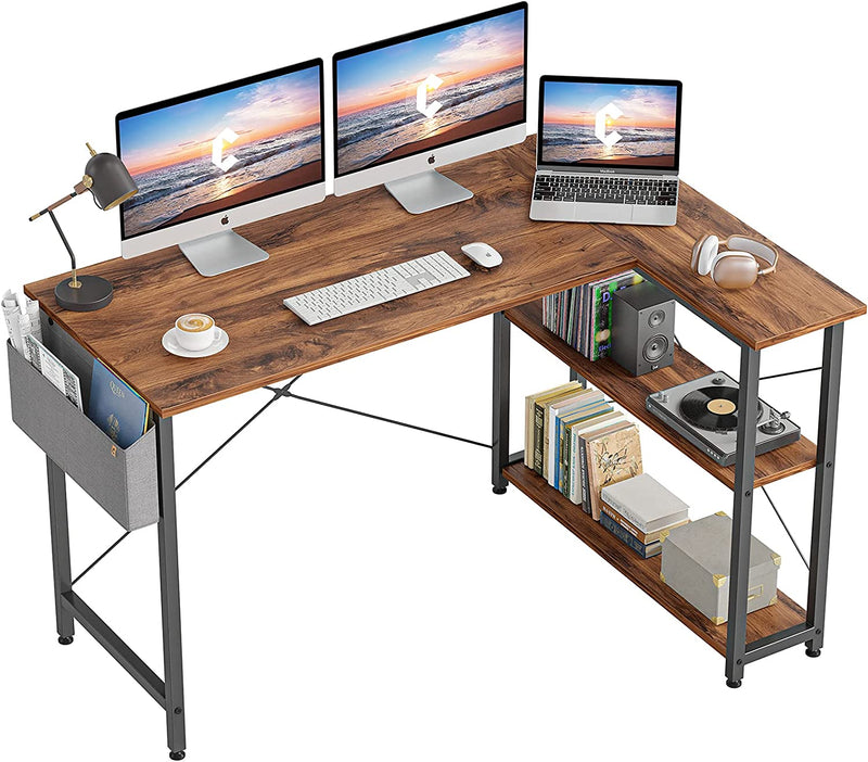 Cubicubi 47 Inch Small L Shaped Computer Desk with Storage Shelves Home Office Corner Desk Study Writing Table, White Home & Garden > Household Supplies > Storage & Organization CubiCubi Deep Brown 55 inch 