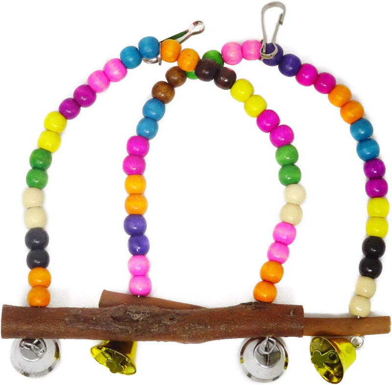 HONBAY Wooden Bird Swing Perch Parrot Hanging Toy for Small Sized Birds Animals & Pet Supplies > Pet Supplies > Bird Supplies > Bird Toys HONBAY   
