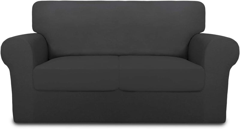 Purefit 4 Pieces Super Stretch Chair Couch Cover for 3 Cushion Slipcover – Spandex Non Slip Soft Sofa Cover for Kids, Pets, Washable Furniture Protector (Sofa, Brown) Home & Garden > Decor > Chair & Sofa Cushions PureFit Dark Gray Medium 