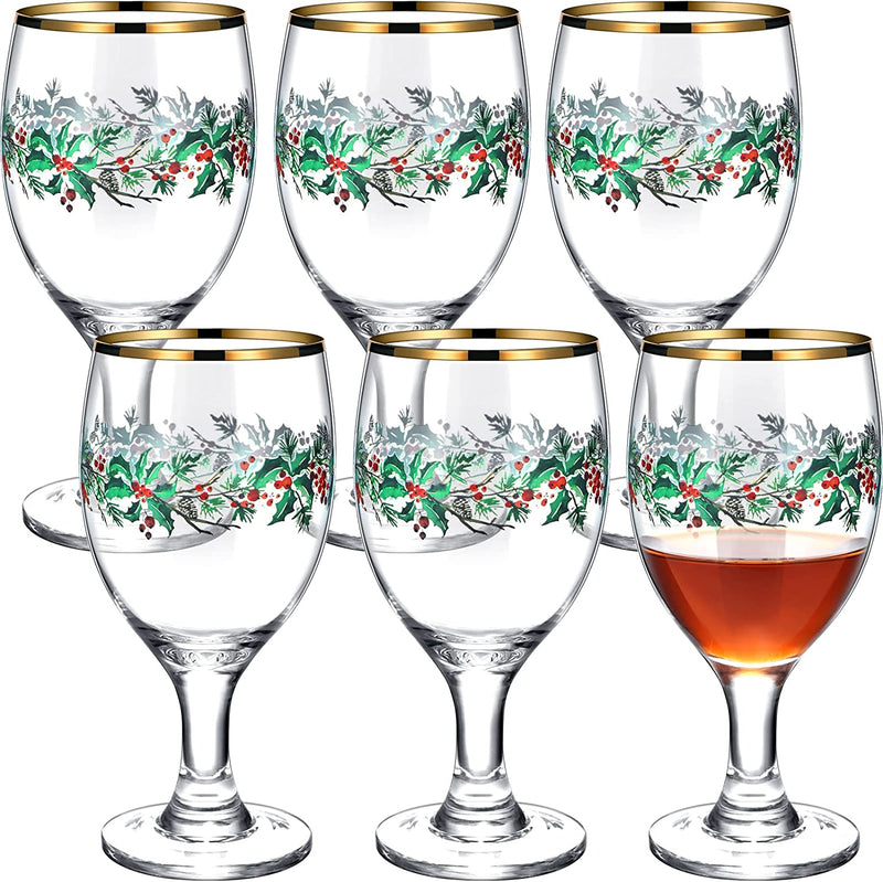 Christmas Wine Glasses Set Long Stem Wine Glasses Winter Holiday Berry Goblets Golden Edge for Martini Champagne Water Drinking Party Supplies (8, Classic) Home & Garden > Kitchen & Dining > Tableware > Drinkware Gandeer 6 Elegant 