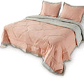 DOMDEC 3-Piece Quilted Comforter Set Washed Microfiber Shell down Alternative Fill Stylish Ruffled Edge Machine Washable Bedspread(King Size + 2 Pillow Shams, Green) Home & Garden > Linens & Bedding > Bedding > Quilts & Comforters Domdec Home Fashions LLC Peach Pink Rose King Set 
