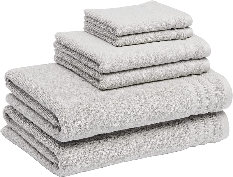 Cotton Bath Towels, Made with 30% Recycled Cotton Content - 2-Pack, White Home & Garden > Linens & Bedding > Towels KOL DEALS Light Grey 6-Piece Set 